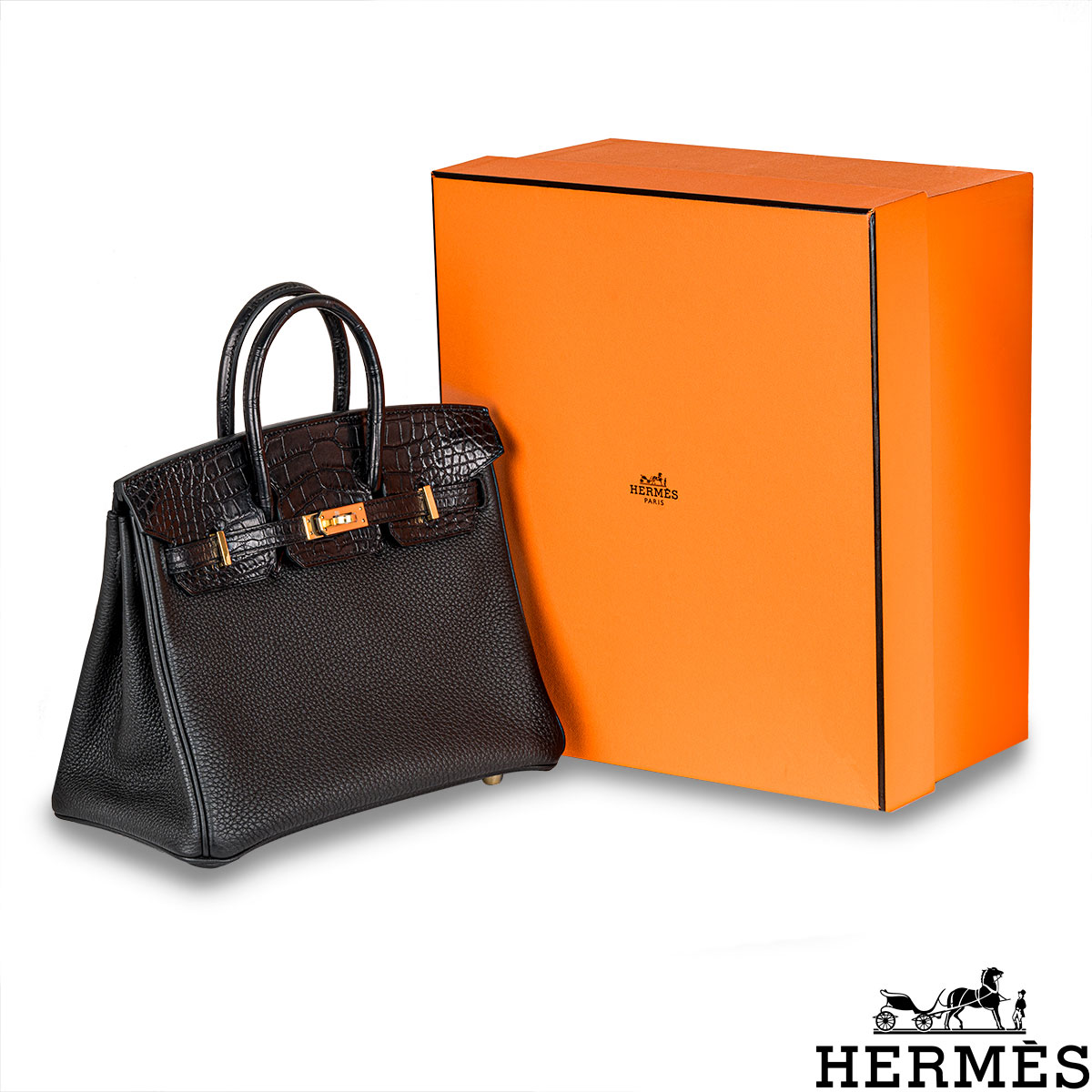 Hermès Birkin 25 Noir (Black) Touch Novillo Alligator Mississippi